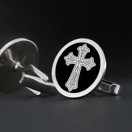 Oval Handmade Silver Christian Cross Cufflink