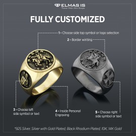 Cross Masonic Ring, Round Master Mason Ring, Custom Masonic Ring