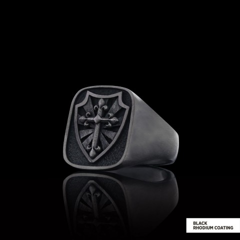 Cross and Shield Ring, Faith Jewelry, Christian Armor Jewelry, Knight's Cross and Shield Ring, Symbol of Protection and Faith, Gift for Himself