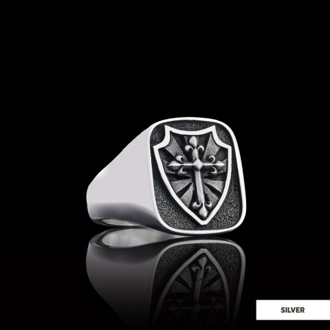 Cross and Shield Ring, Faith Jewelry, Christian Armor Jewelry, Knight's Cross and Shield Ring, Symbol of Protection and Faith, Gift for Himself