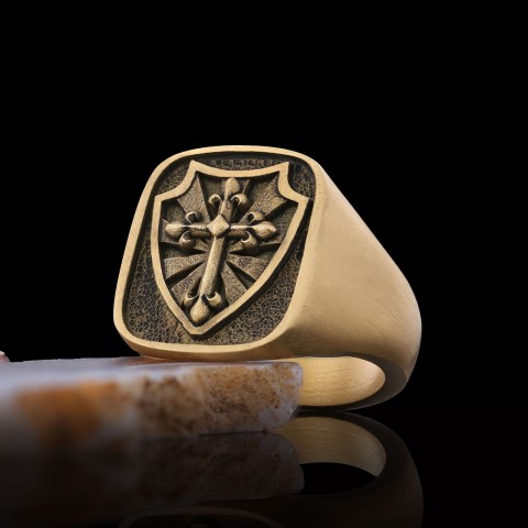 Cross and Shield Ring, Faith Jewelry, Christian Armor Jewelry, Knight's Cross and Shield Ring, Symbol of Protection and Faith, Gift for Himself
