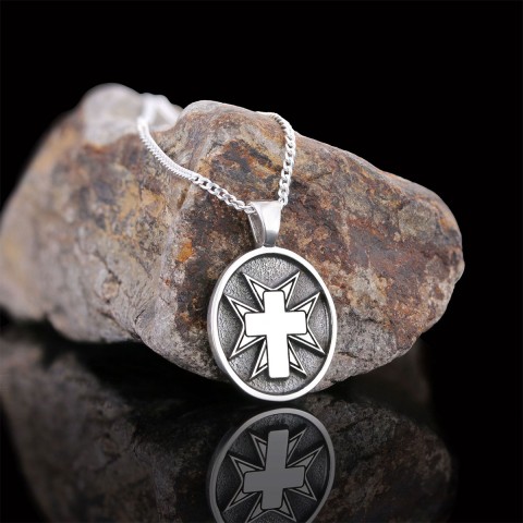 Crucifix Silver Necklace, Gold Plated Silver Christian Cross Pendants, Silver Oval Crucifix Necklace