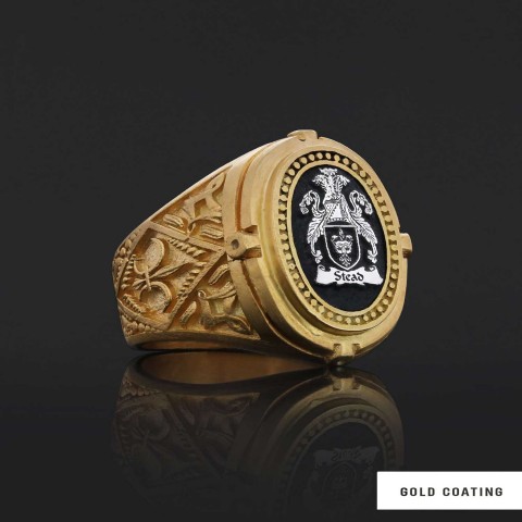 Custom Design Handmade Family Crest Ring, Oval Celtic Design Engraved Family Ring