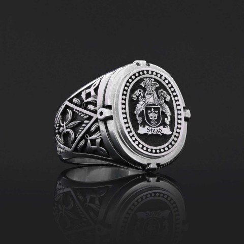 Custom Design Handmade Family Crest Ring, Oval Celtic Design Engraved Family Ring