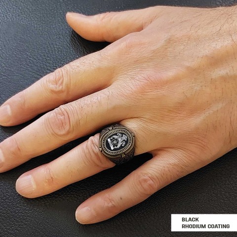 Custom Design Handmade Family Crest Ring, Oval Celtic Design Engraved Family Ring