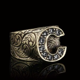 Custom Design Handmade Monogram C Bold Alphabet Ring