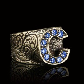Custom Design Handmade Monogram C Bold Alphabet Ring