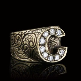 Custom Design Handmade Monogram C Bold Alphabet Ring