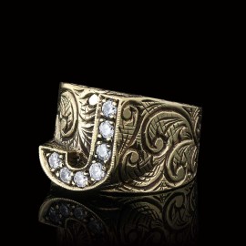 Custom Design Handmade Monogram J Bold Alphabet Ring