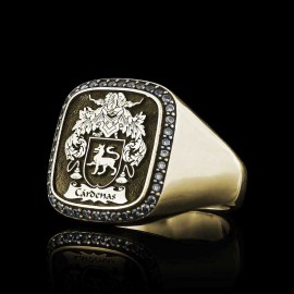 Custom Design Handmade Square Raised Family Crest Ring