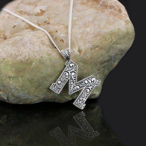 Custom Design Monogram 925 Sterling Silver Letter M Necklace
