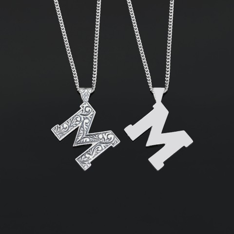 Custom Design Monogram 925 Sterling Silver Letter M Necklace