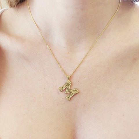 Custom Design Monogram 925 Sterling Silver Letter M Necklace