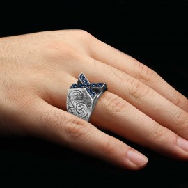 Custom Design Silver Celtic Letter X Ring