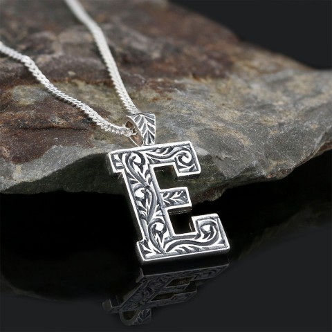 Custom Design Silver Letter Monogram E Pendant