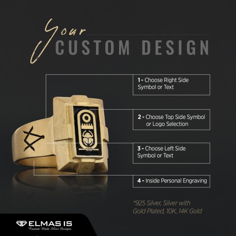 Custom Design Silver Men Masonic Ring