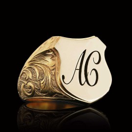 Custom Design Silver Motif A-C Letter Monogram Ring