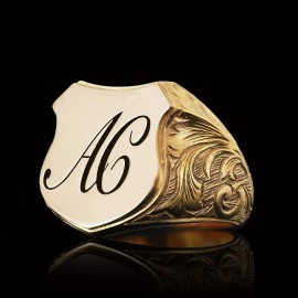 Custom Design Silver Motif A-C Letter Monogram Ring