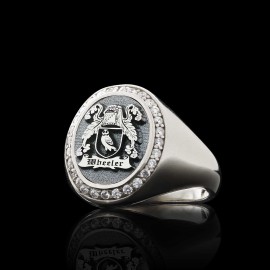 Custom Design Stone Oval Family Coat of Arms Symbol Women Ring
