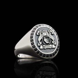 Custom Design Stone Oval Family Coat of Arms Symbol Women Ring