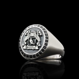 Custom Design Stone Oval Family Coat of Arms Symbol Women Ring