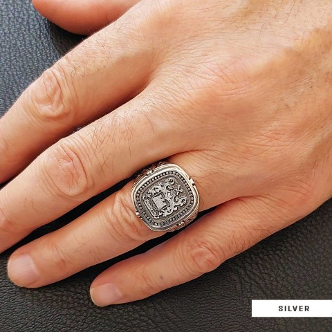 Custom Family Crest Ring, Personalized Family Crest Ring, Family Coat of Arms Ring