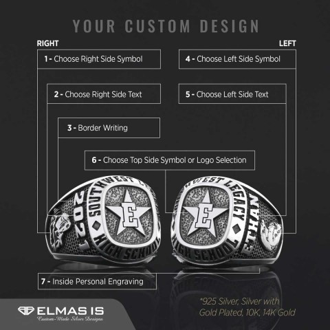 Custom High School Graduation Ring, Handmade University Ring, Class Ring, College Class Ring