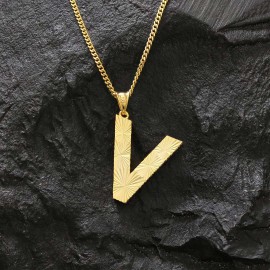 Custom Letter Handmade V Sterling Silver Monogram Necklace