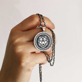 Custom Made 925 Sterling Silver Wolf - Seal Of Solomon Pendant