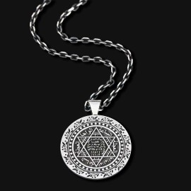 Custom Made 925 Sterling Silver Wolf - Seal Of Solomon Pendant