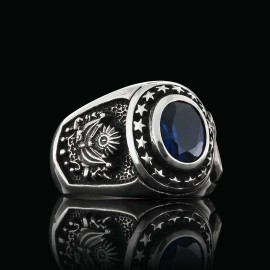 Custom Stoned with Coat of Arms and Crescent&Star Ring