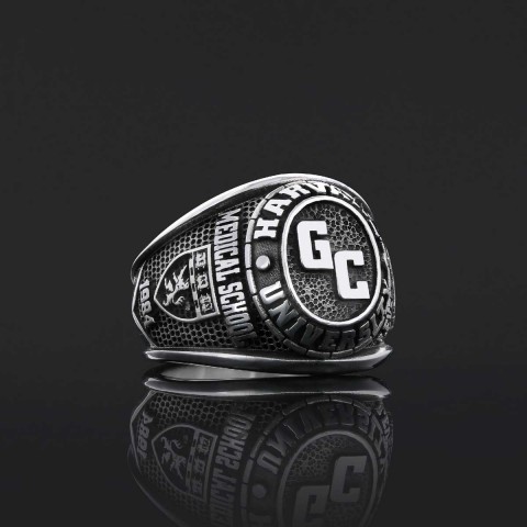 Customized High School Ring, Graduation Collage Ring, Harvard University Ring