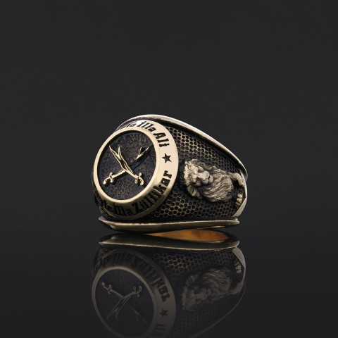 Dhulfiqar Sword Round Ring, Islamic Zulfiqar Sword Jewelry, Zulfiqar Face Ring, Hz Ali Ring Gift, Zulfiqar Jewelry, Muslim Silver Jewelry