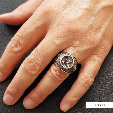 Dhulfiqar Sword Round Ring, Islamic Zulfiqar Sword Jewelry, Zulfiqar Face Ring, Hz Ali Ring Gift, Zulfiqar Jewelry, Muslim Silver Jewelry