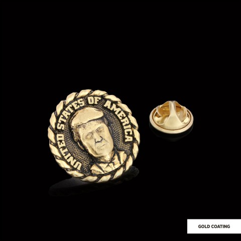 Donald Trump Lapel Pin, Silver Brooch, Men's Label Badge, Gold Plated Badge, Trump Rosette Gift