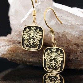 Customizable Family Crest Earrings, Beautifully Crafted Emblem Design