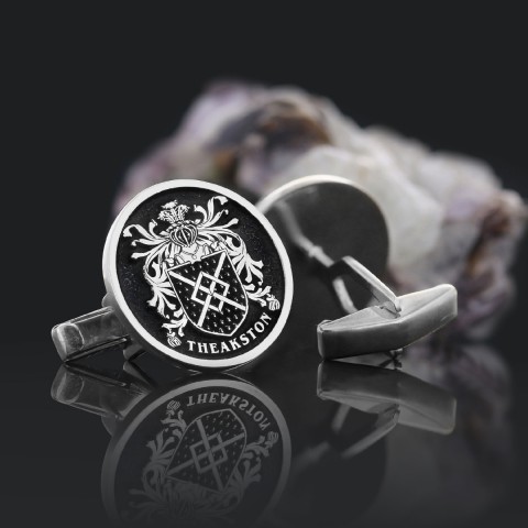 Luxury Round Family Crest Cufflinks – Raised Design for a Unique Touch