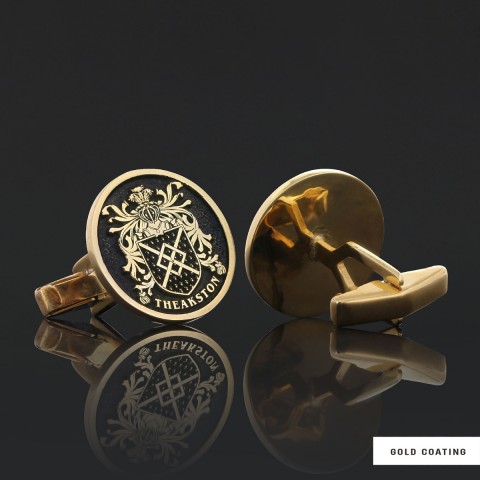 Luxury Round Family Crest Cufflinks – Raised Design for a Unique Touch