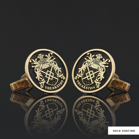 Luxury Round Family Crest Cufflinks – Raised Design for a Unique Touch