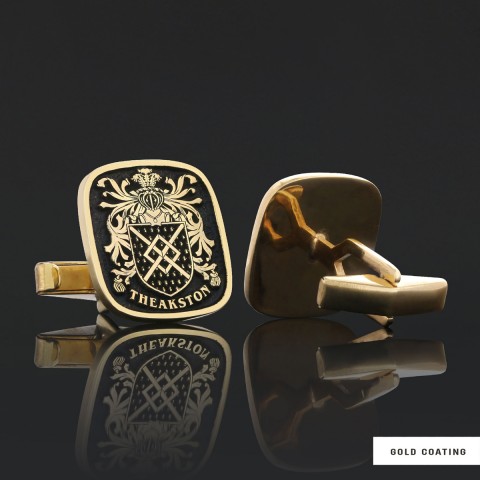 Family Square Cufflinks with Raised Crest, Personalized Emblem Design