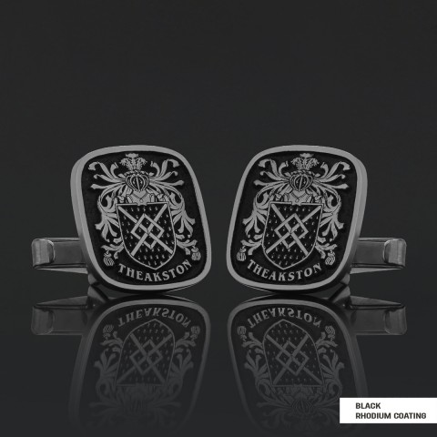 Family Square Cufflinks with Raised Crest, Personalized Emblem Design
