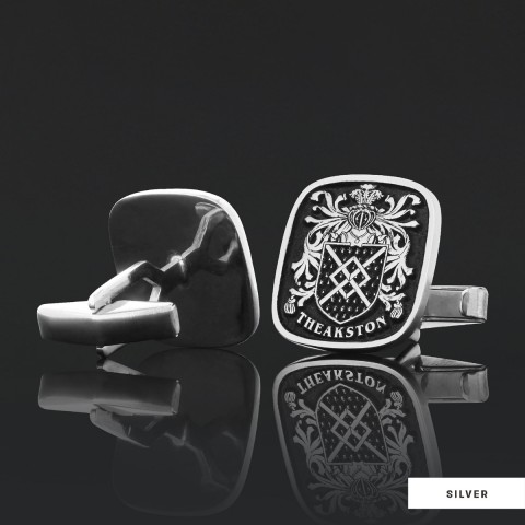 Family Square Cufflinks with Raised Crest, Personalized Emblem Design