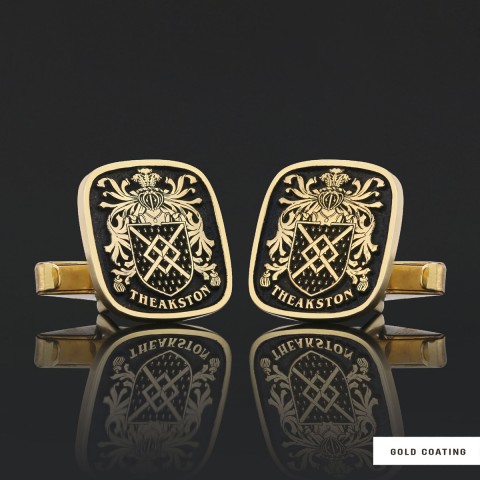 Family Square Cufflinks with Raised Crest, Personalized Emblem Design