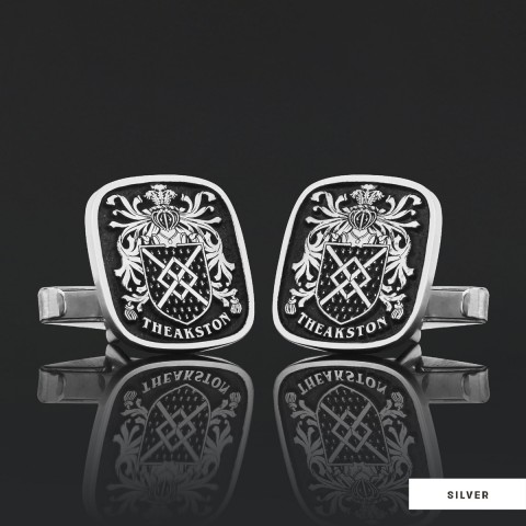 Family Square Cufflinks with Raised Crest, Personalized Emblem Design