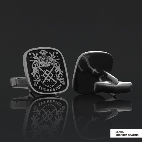 Family Square Cufflinks with Raised Crest, Personalized Emblem Design