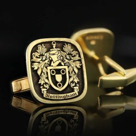 Select Gifts Moir Scotland Family Crest Surname Coat Of Arms Gold Cufflinks Engraved Box 