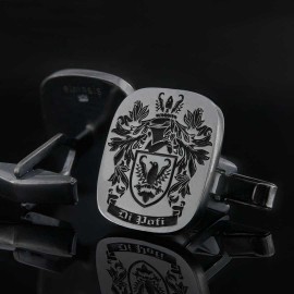 Custom Family Crest Square Cufflinks Engraved Design