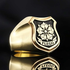 Custom Family Heraldic Ring, Monogrammed Family Crest Ring