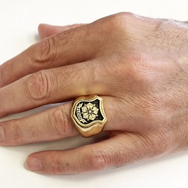 Custom Family Heraldic Ring, Monogrammed Family Crest Ring