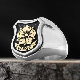Custom Family Heraldic Ring, Monogrammed Family Crest Ring